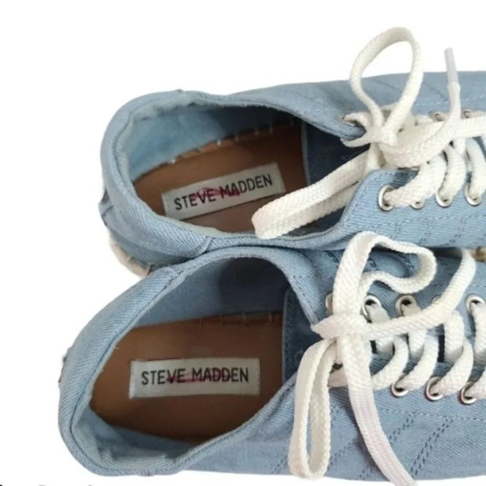 Steve Madden Tamilyn Denim Chambray Textile Espadrilles 6.5